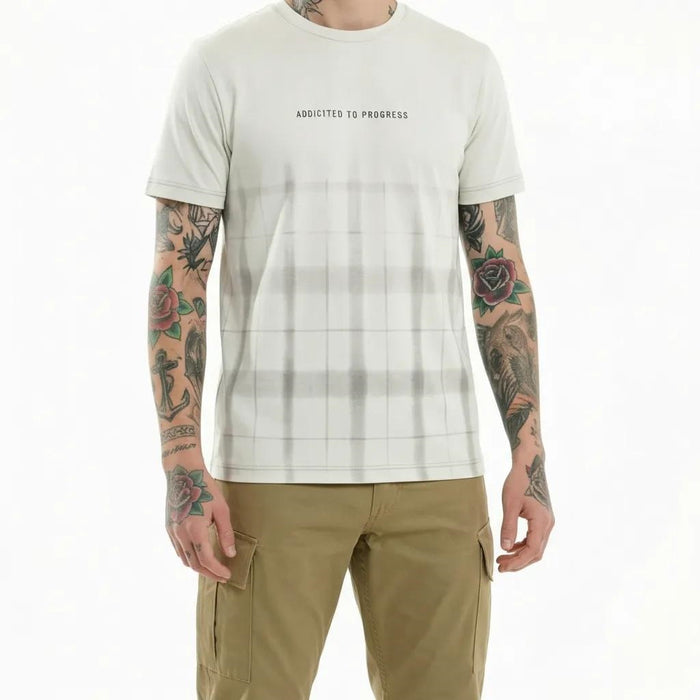 Men Cream Checked T-shirt