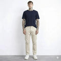 Men Cream Solid Regular Fit Trouser