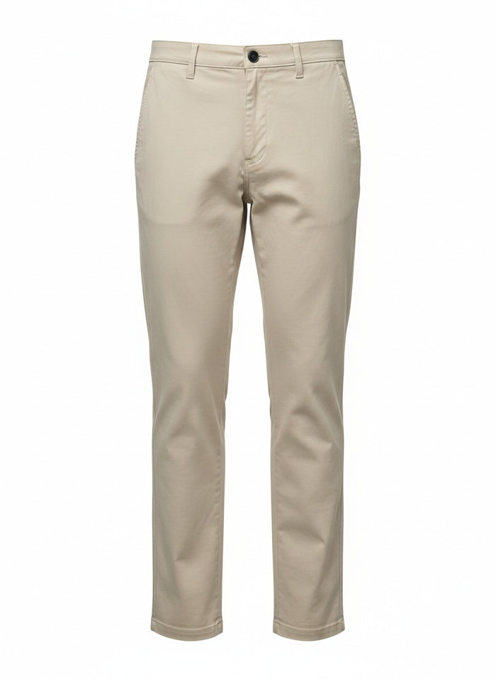 Men Cream Solid Regular Fit Trouser
