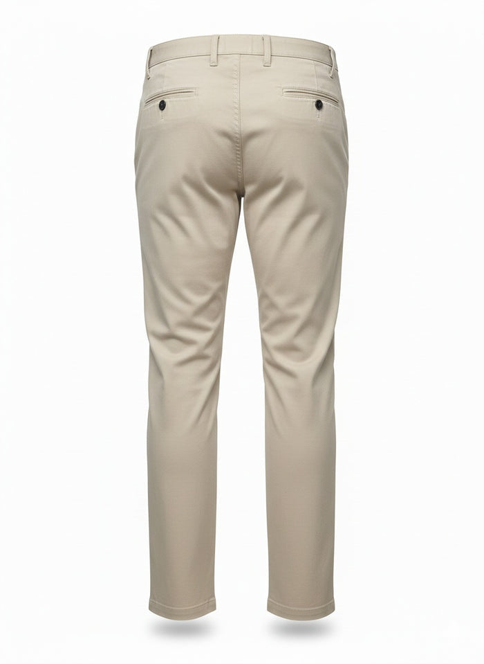 Men Cream Solid Regular Fit Trouser