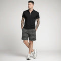 Men Dark Grey Striped Technology Shorts