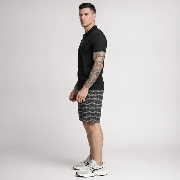 Men Dark Grey Striped Technology Shorts