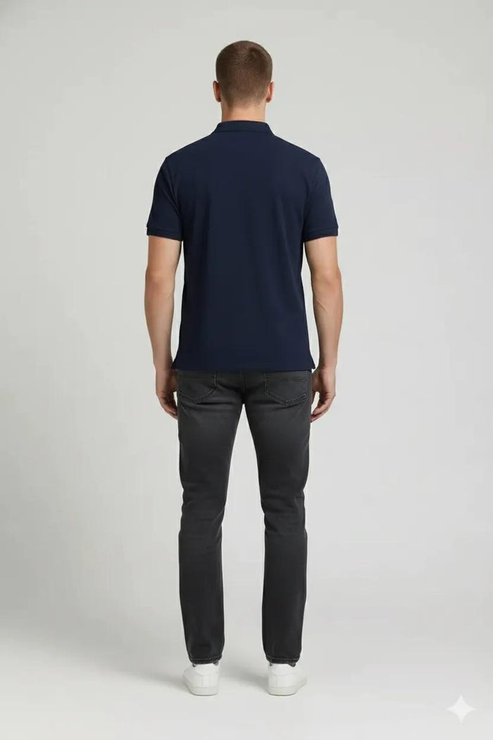 Men Dark Navy Polo Collar T-shirt
