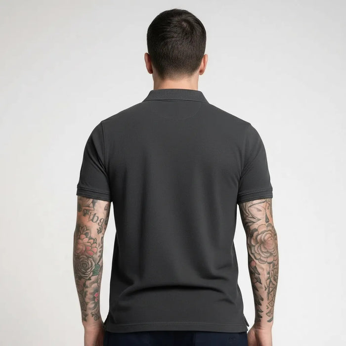 Men Dark Navy Polo Collar T-shirt