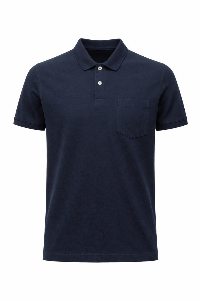 Men Dark Navy Polo Collar T-shirt