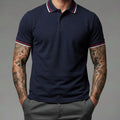 Men Dark Navy Sold Polo Collar T-shirt