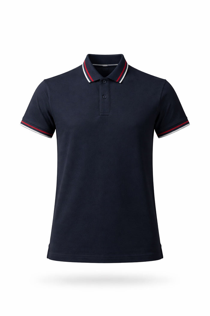 Men Dark Navy Sold Polo Collar T-shirt