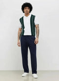 Men Dark Navy Solid Regular Fit Track Pants