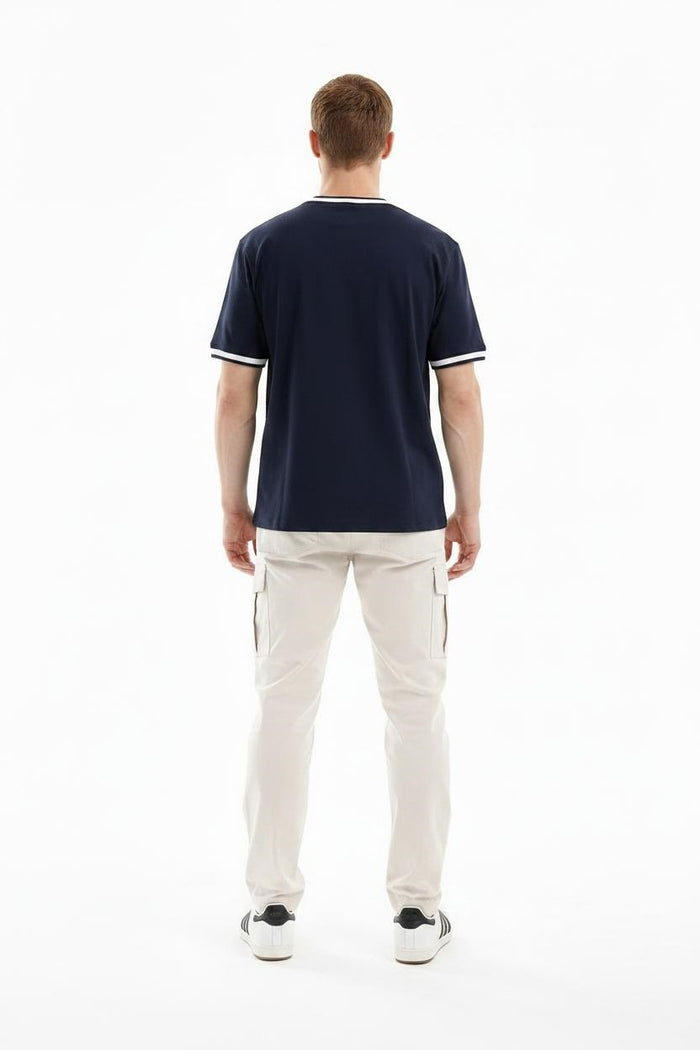 Men Dark Navy Typography Printed T-shirt