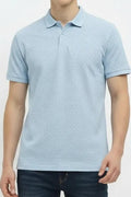 Men Delicate Blue Polo Collar Self Design T-shirt