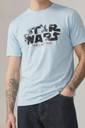 Men Delicate Blue Star Wars Printed T-shirt
