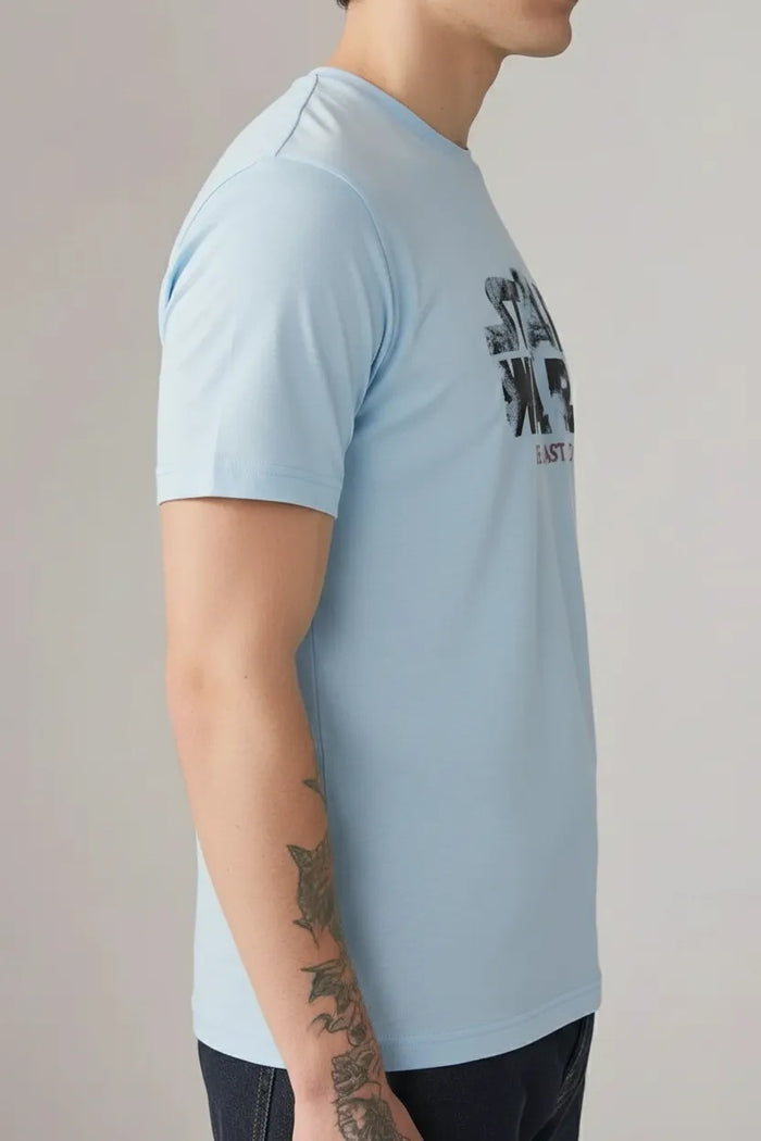 Men Delicate Blue Star Wars Printed T-shirt