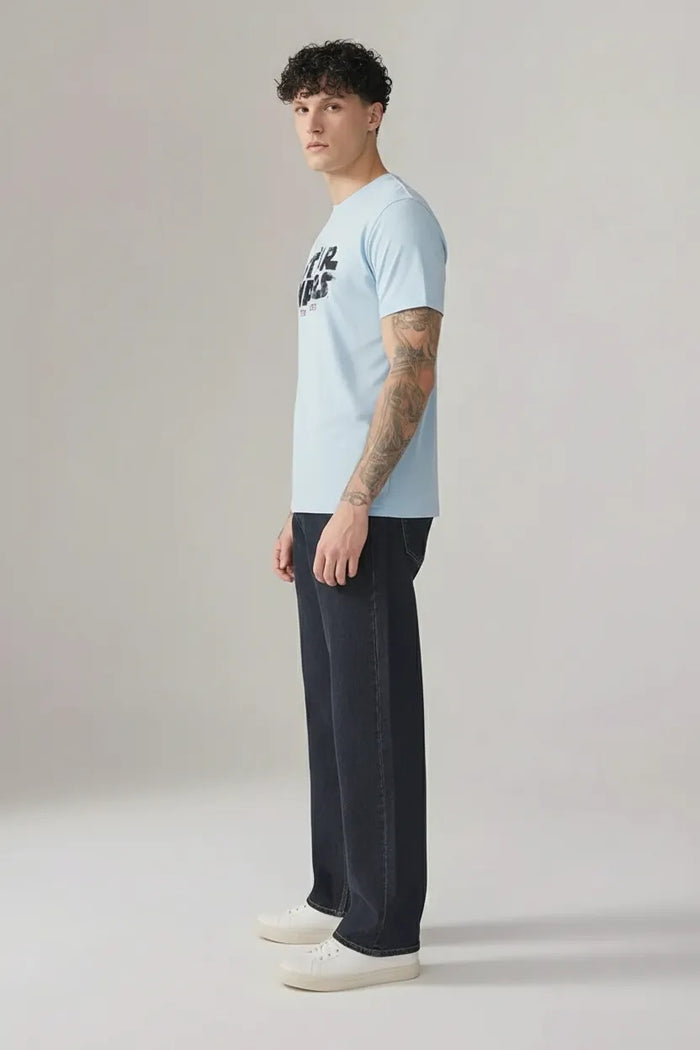 Men Delicate Blue Star Wars Printed T-shirt