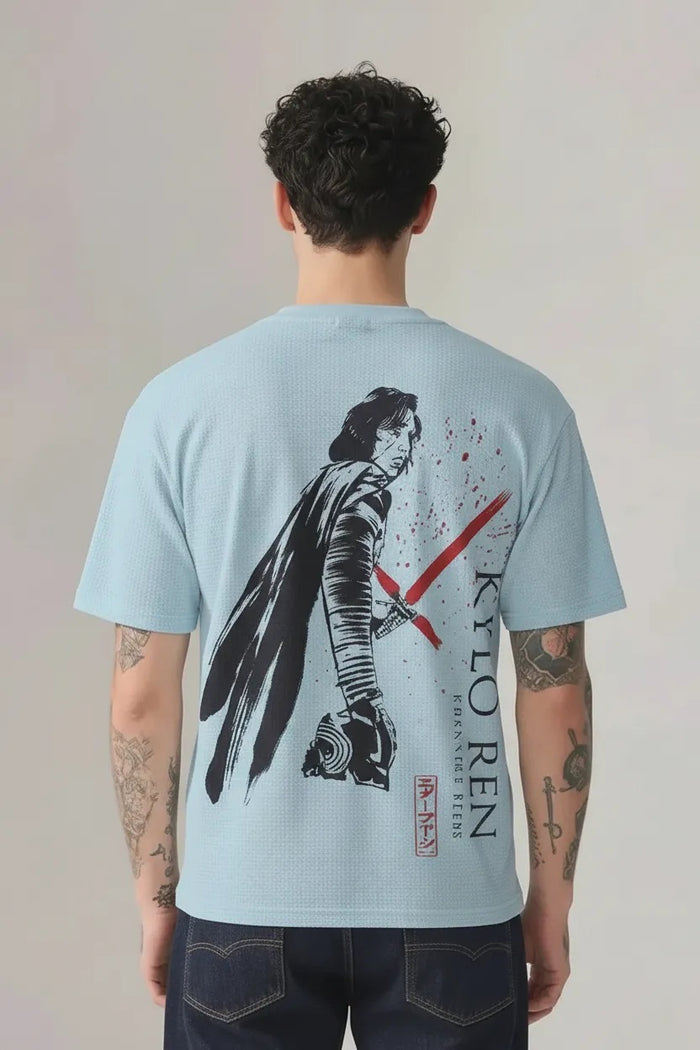 Men Delicate Blue Star Wars Printed T-shirt