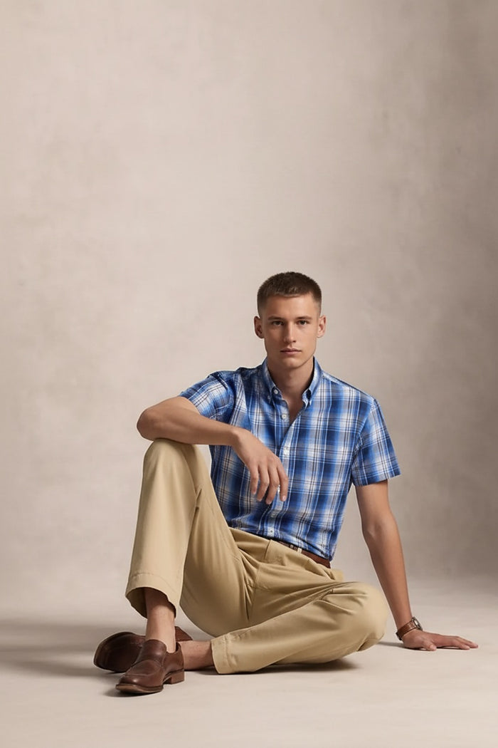 Men Denim Checked Casual Shirt