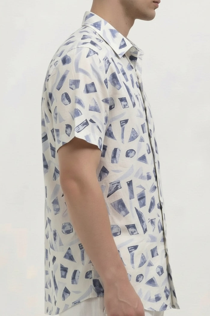 Men Denim Printed Casual Shirt