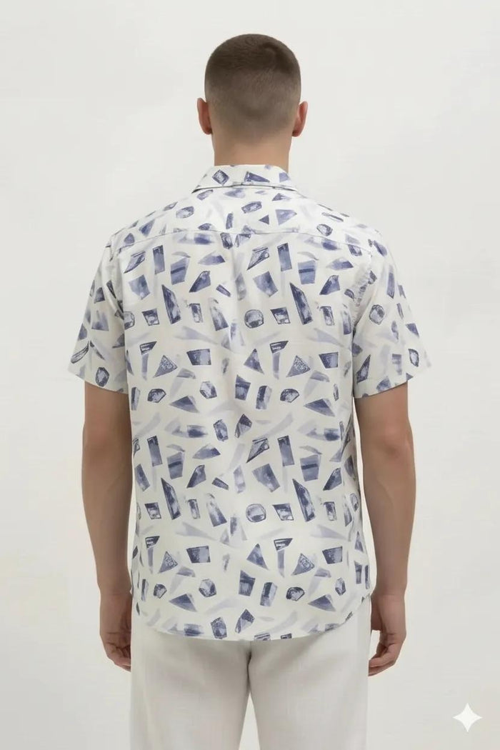 Men Denim Printed Casual Shirt