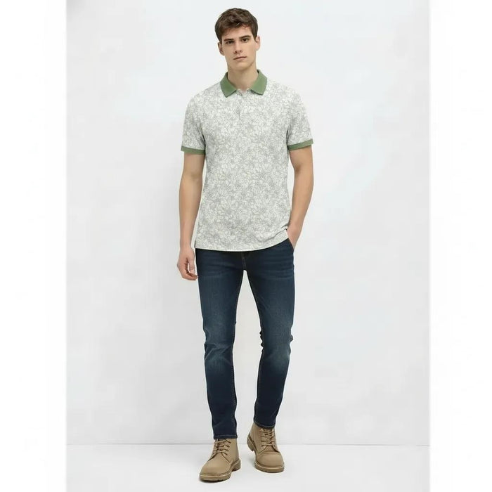 Men Desert Sage Floral Printed Polo Collar T-shirt