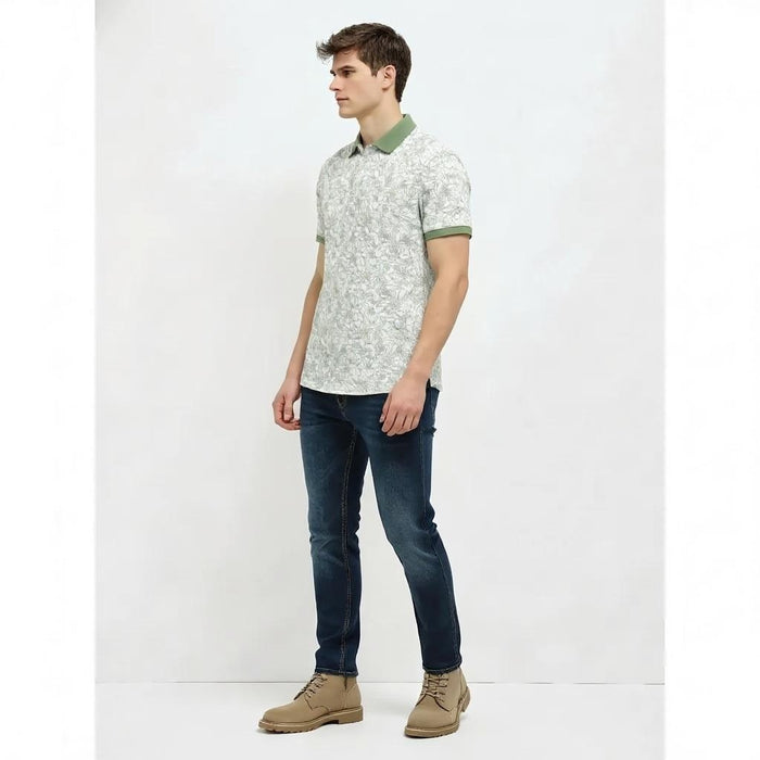 Men Desert Sage Floral Printed Polo Collar T-shirt