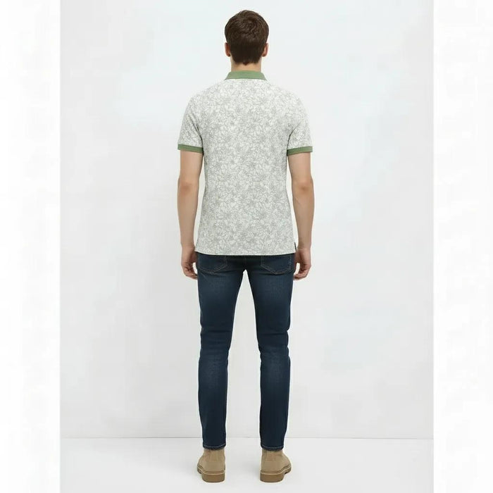 Men Desert Sage Floral Printed Polo Collar T-shirt