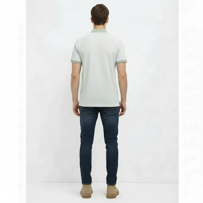 Men Desert Sage Polo Collar Self Design T-shirt