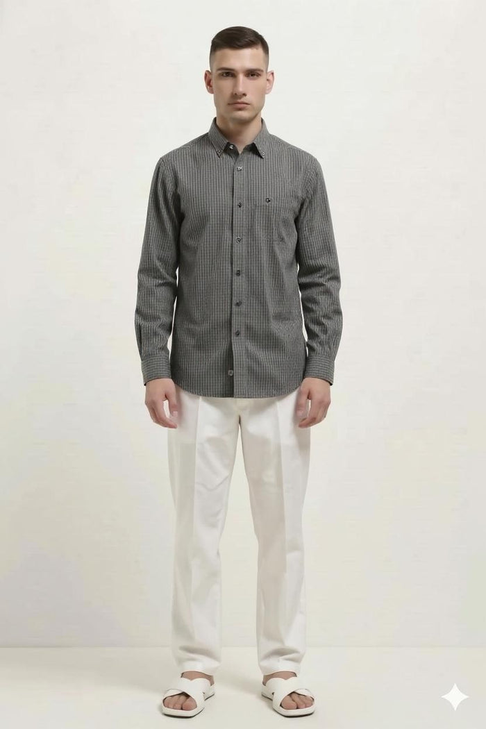 Men Espresso Checked Casual Shirt