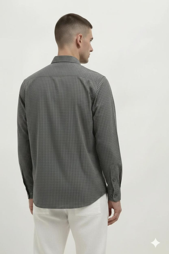 Men Espresso Checked Casual Shirt