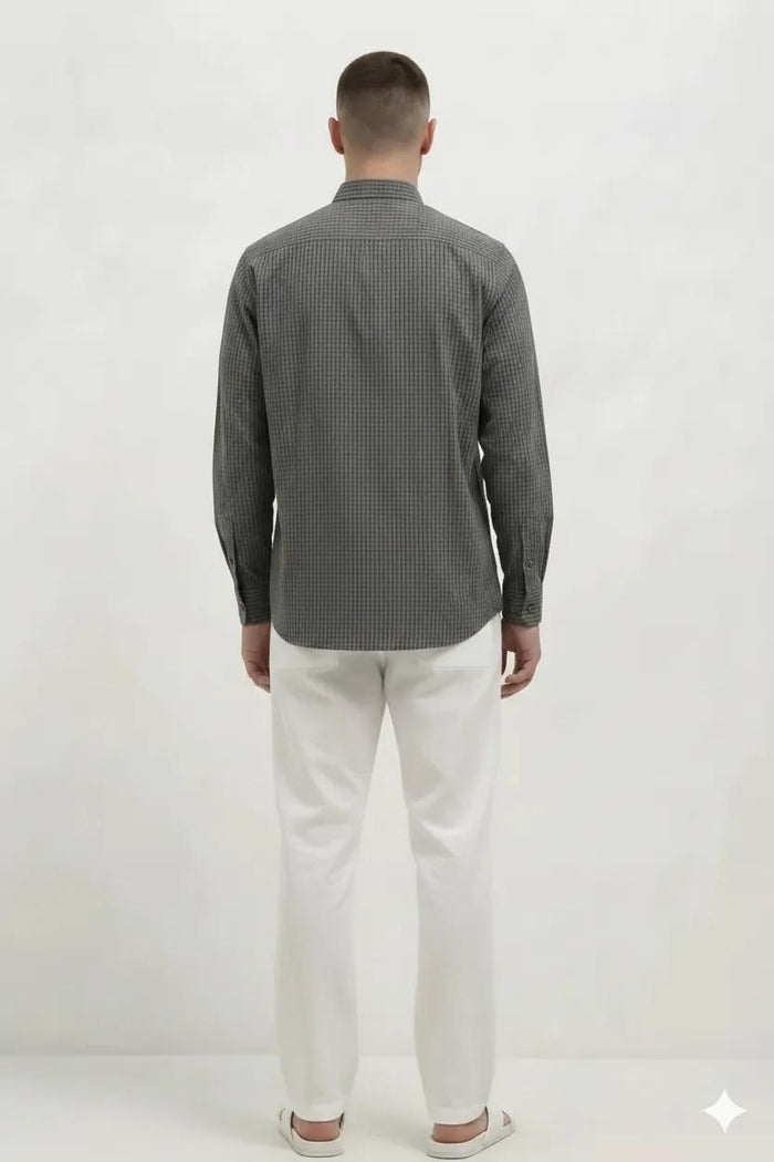 Men Espresso Checked Casual Shirt