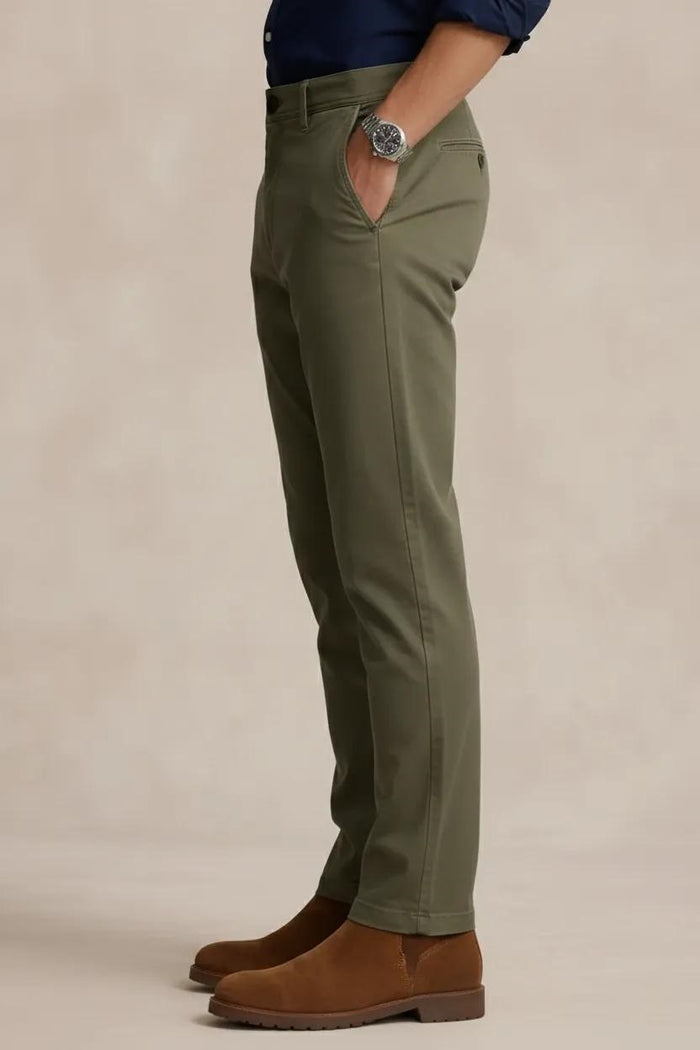 Men Espresso Mid-Rise Chinos Trousers