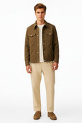 Men Espresso Suede Woven Jacket