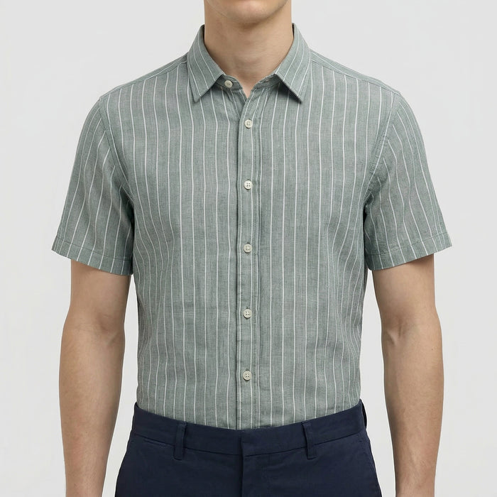 Men Fern Melange Striped Casual Shirt