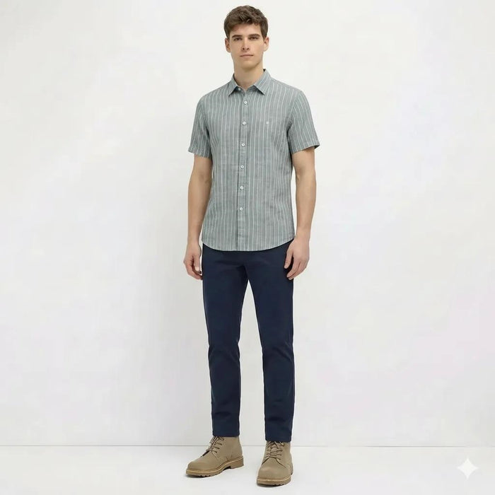Men Fern Melange Striped Casual Shirt