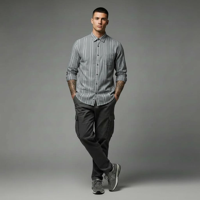 Men Fern Striped Casual Shirt