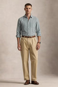 Men Fern Striped Spread Collar Cotton Shirt