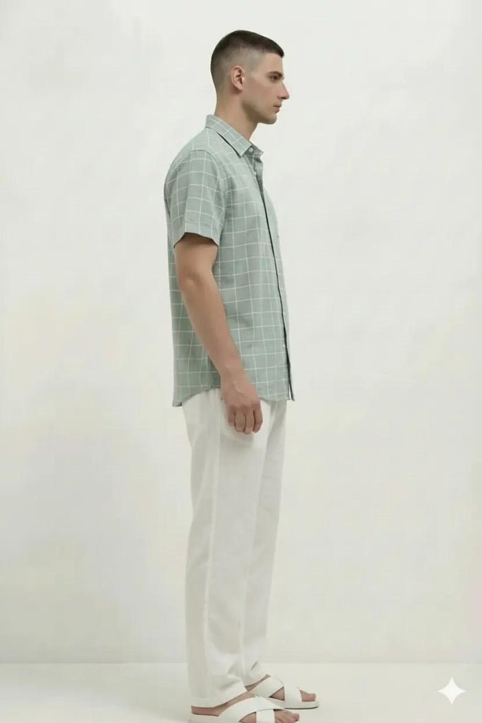 Men Fern Windowpane Checks Checked Casual Shirt