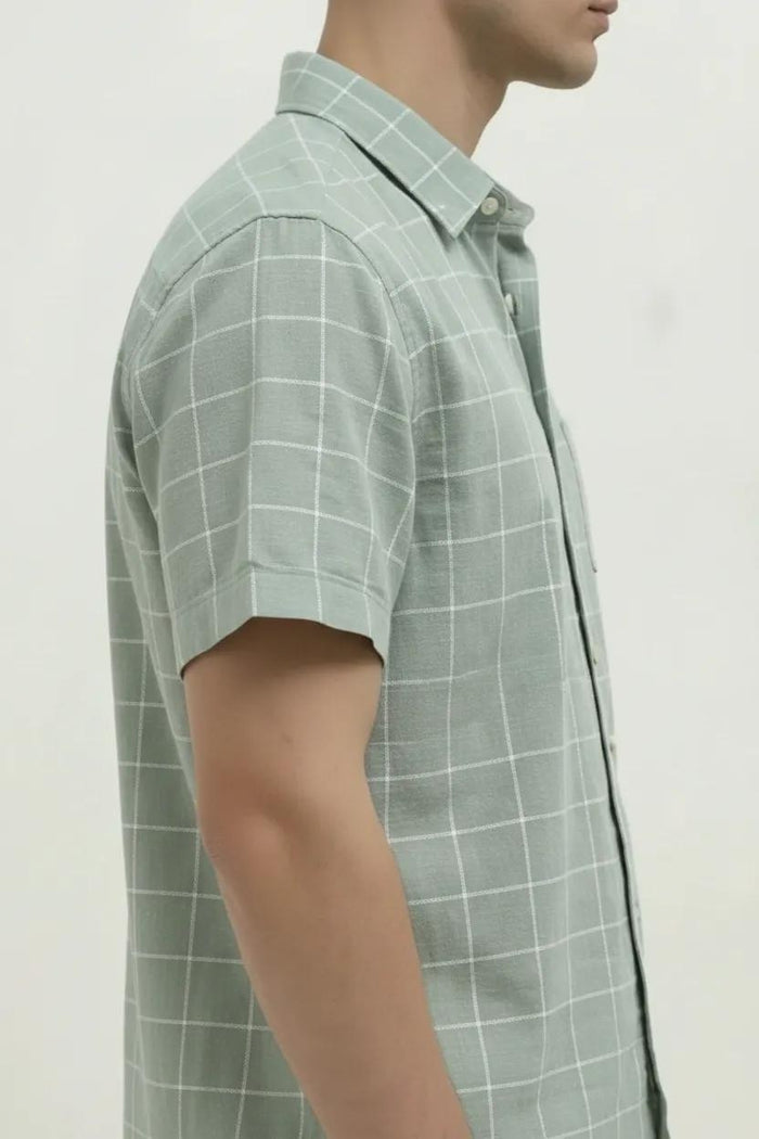 Men Fern Windowpane Checks Checked Casual Shirt