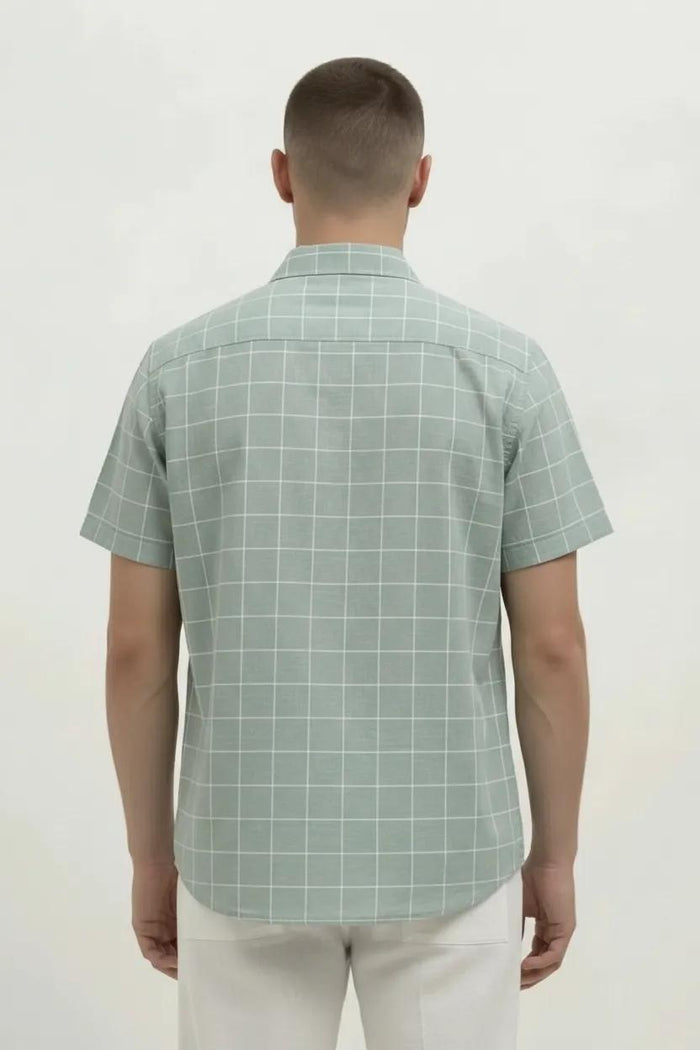Men Fern Windowpane Checks Checked Casual Shirt