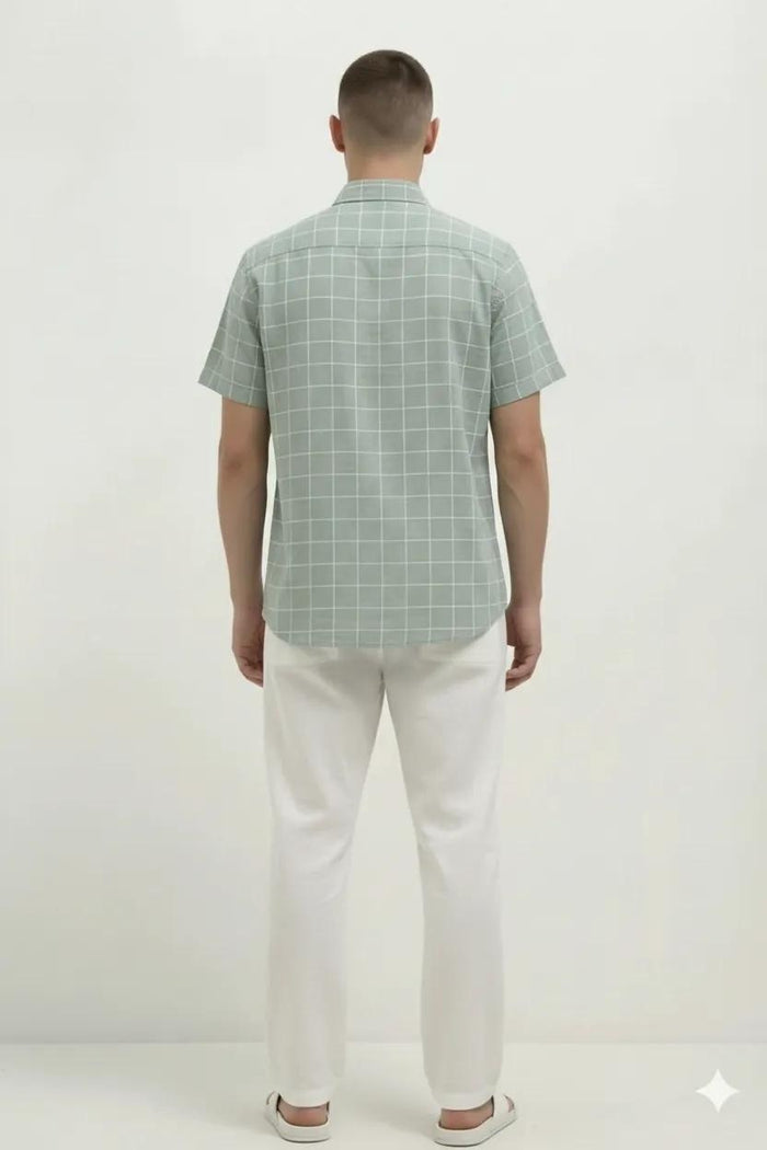 Men Fern Windowpane Checks Checked Casual Shirt
