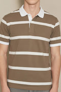 Men Fossil Striped Polo Collar T-shirt