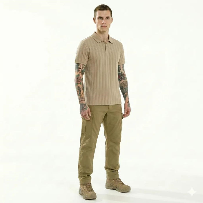 Men Fossil Striped Polo Collar T-shirt