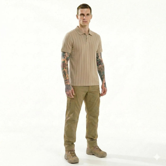 Men Fossil Striped Polo Collar T-shirt