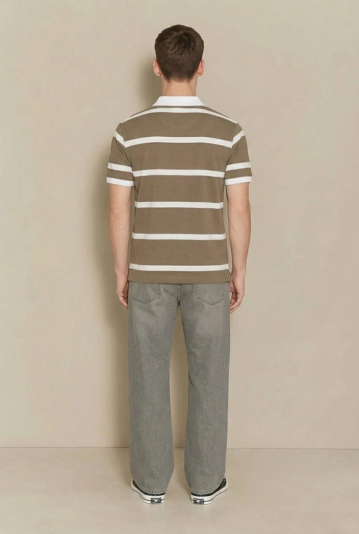 Men Fossil Striped Polo Collar T-shirt