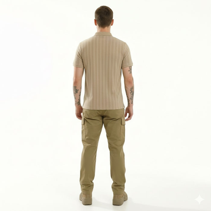 Men Fossil Striped Polo Collar T-shirt