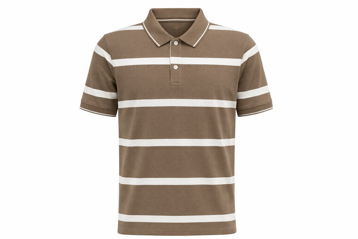 Men Fossil Striped Polo Collar T-shirt