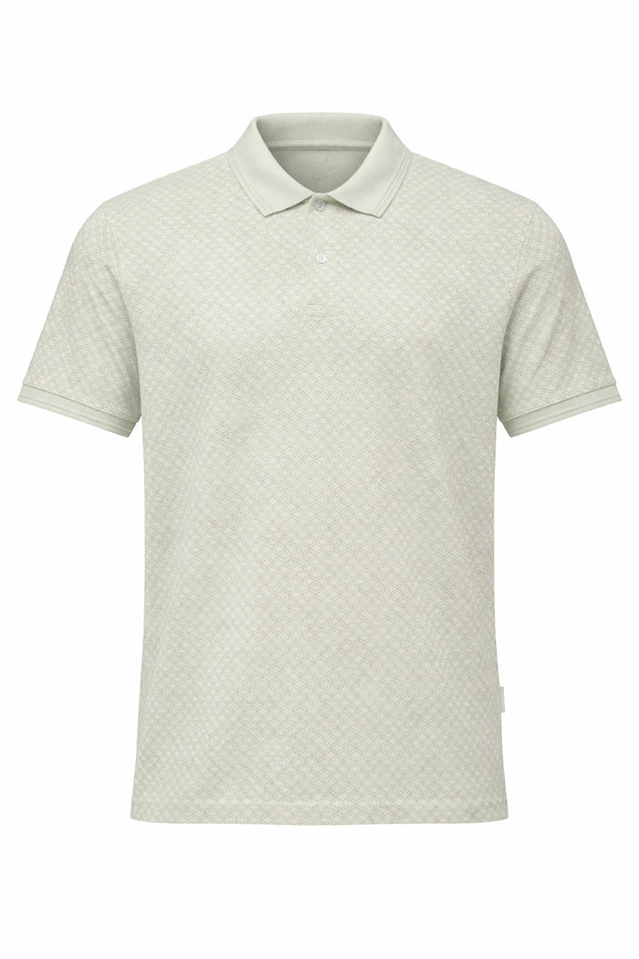 Men Frosted Mint Polo Collar Self Design T-shirt