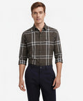 Men Graphite Checked Polo Neck Casual Shirt
