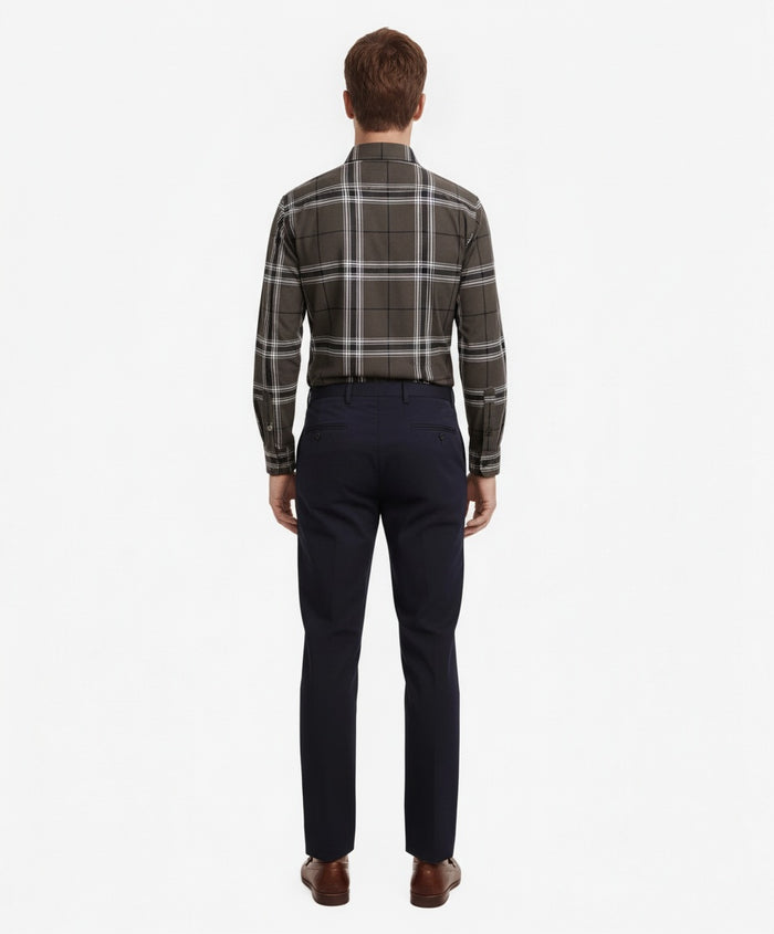 Men Graphite Checked Polo Neck Casual Shirt