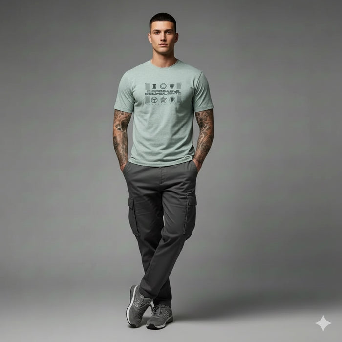 Men Green Melange Typography Printed Round Neck Cotton T-shirt