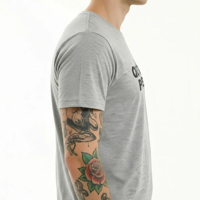 Men Grey Melange Printed T-shirt