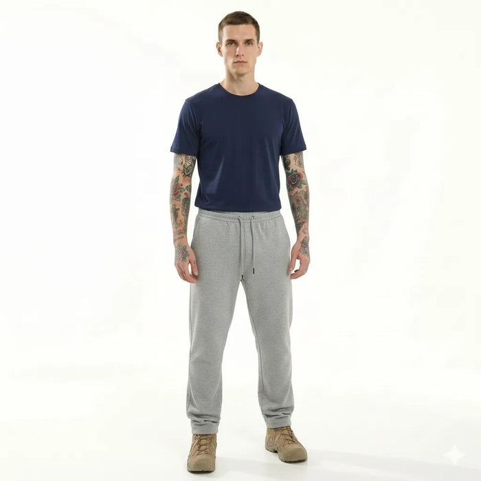 Men Grey Melange Solid Regulr Fit TrackPant